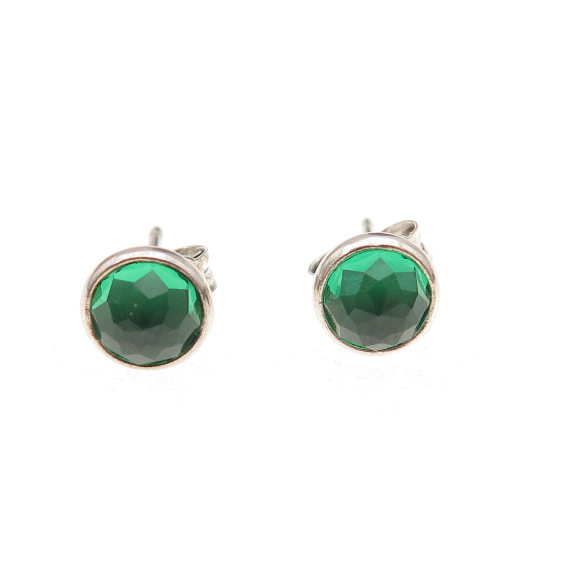 Pandora 925 Sterling Silver Green Crystal August Birthday Blooms Stud Earrings