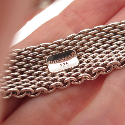 Tiffany & Co. 925 Sterling Silver Vintage Somerset Mesh Bracelet 7.75"