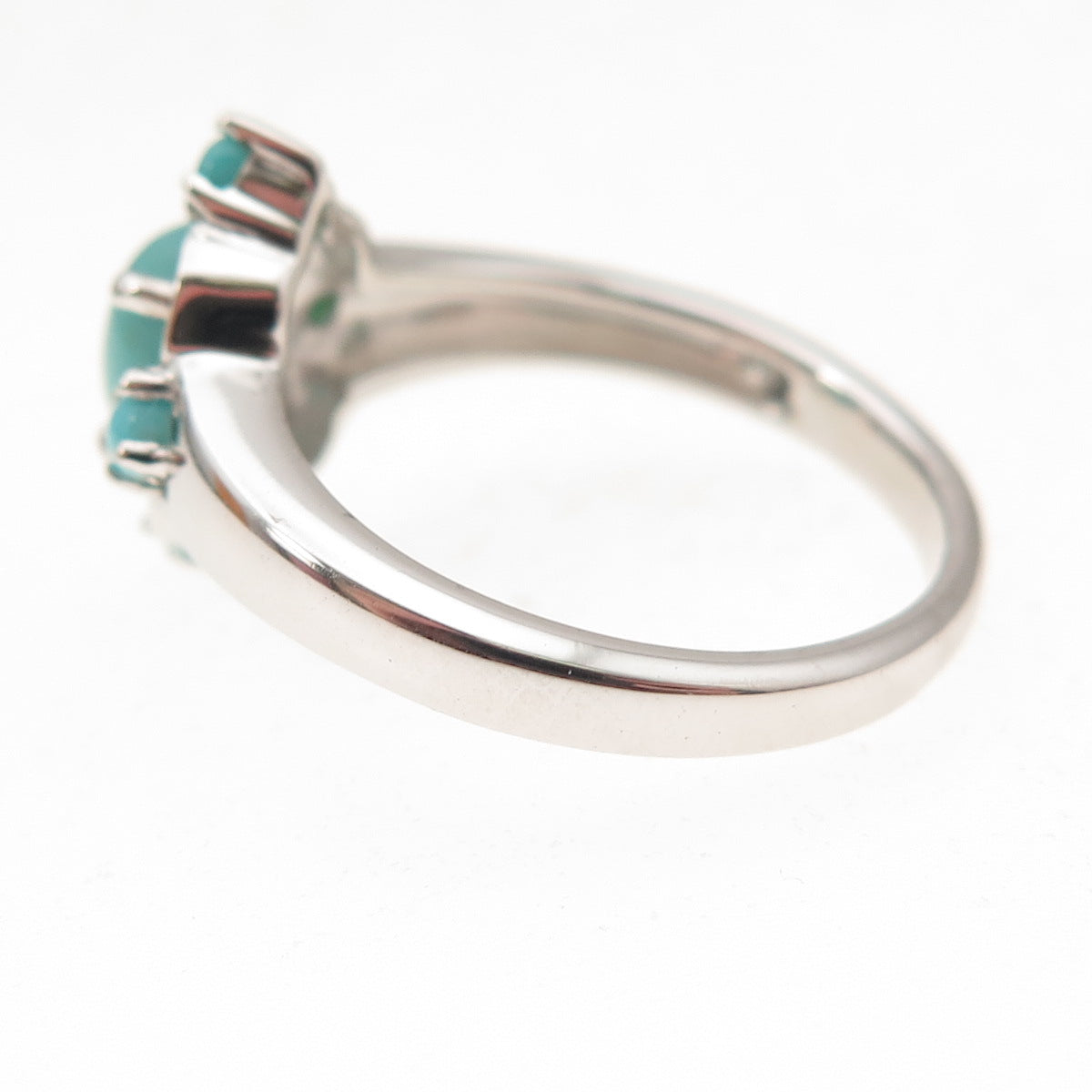 925 Sterling Silver Real Sleeping Beauty Turquoise Floral Ring Size 8