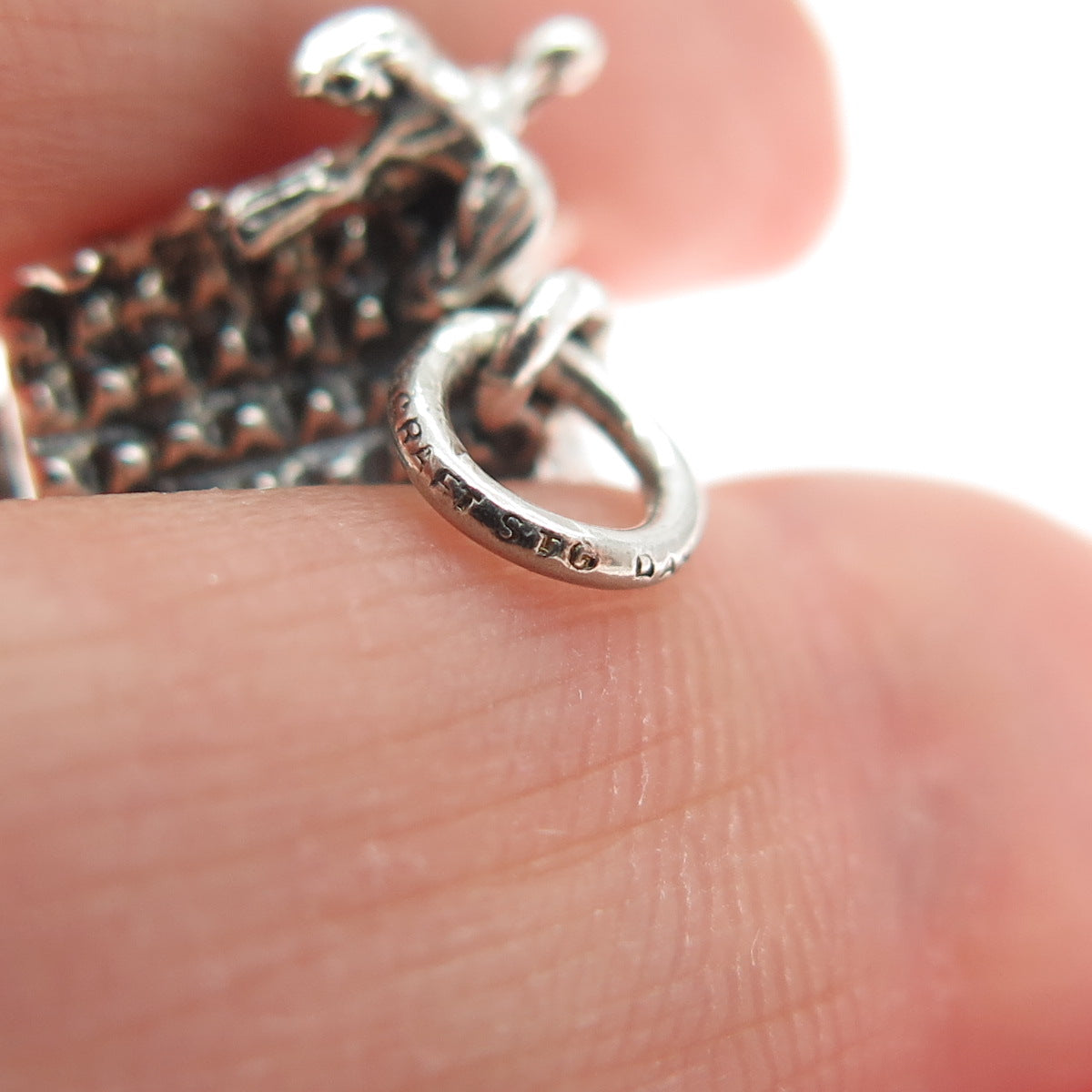 DANECRAFT Sterling Silver Antique Cuckoo Clock Oxidized Minimalist Charm Pendant