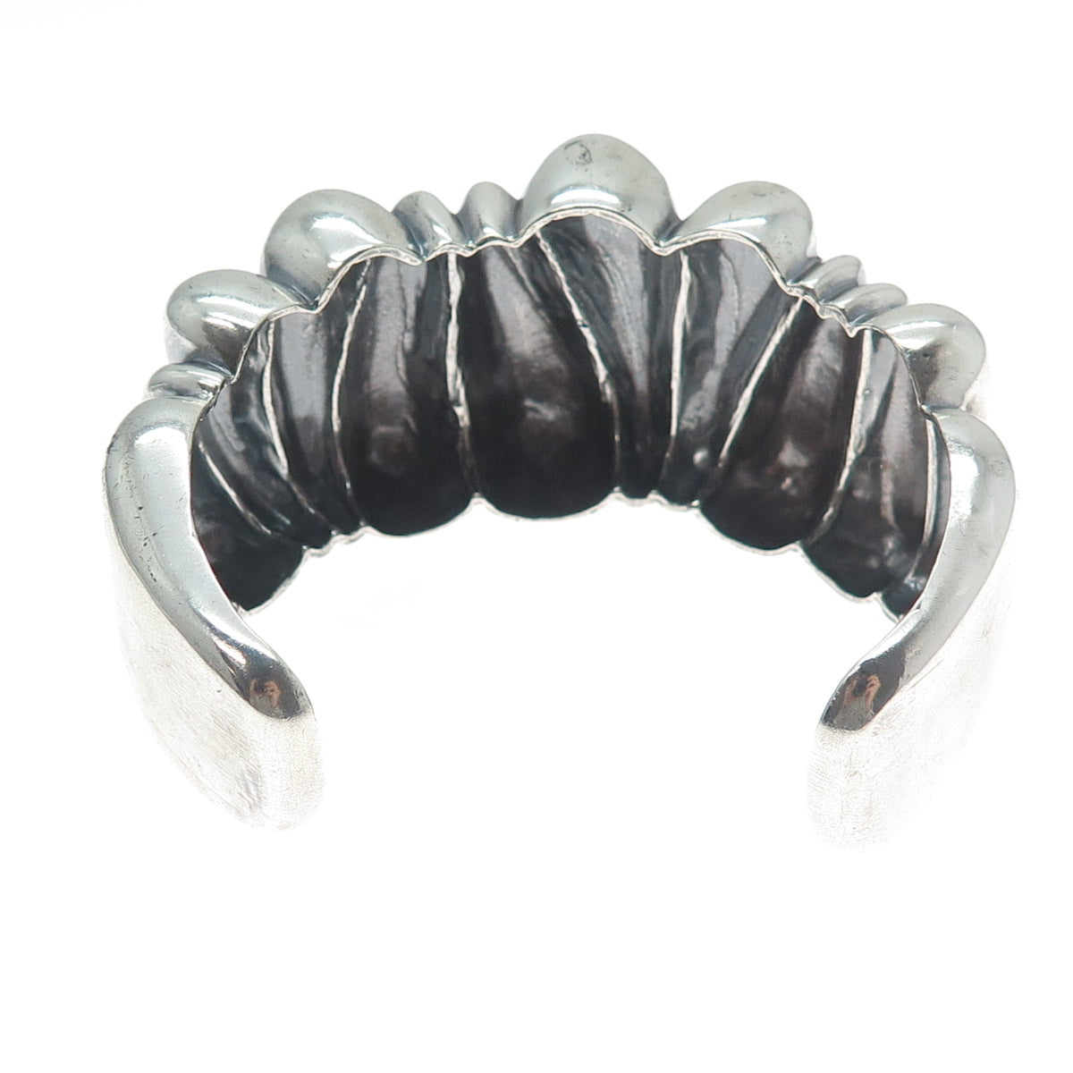 925 Sterling Silver Vintage Modernist Adjustable Oxidized Cuff Bracelet 7.25"