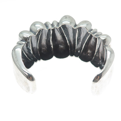925 Sterling Silver Vintage Modernist Adjustable Oxidized Cuff Bracelet 7.25"