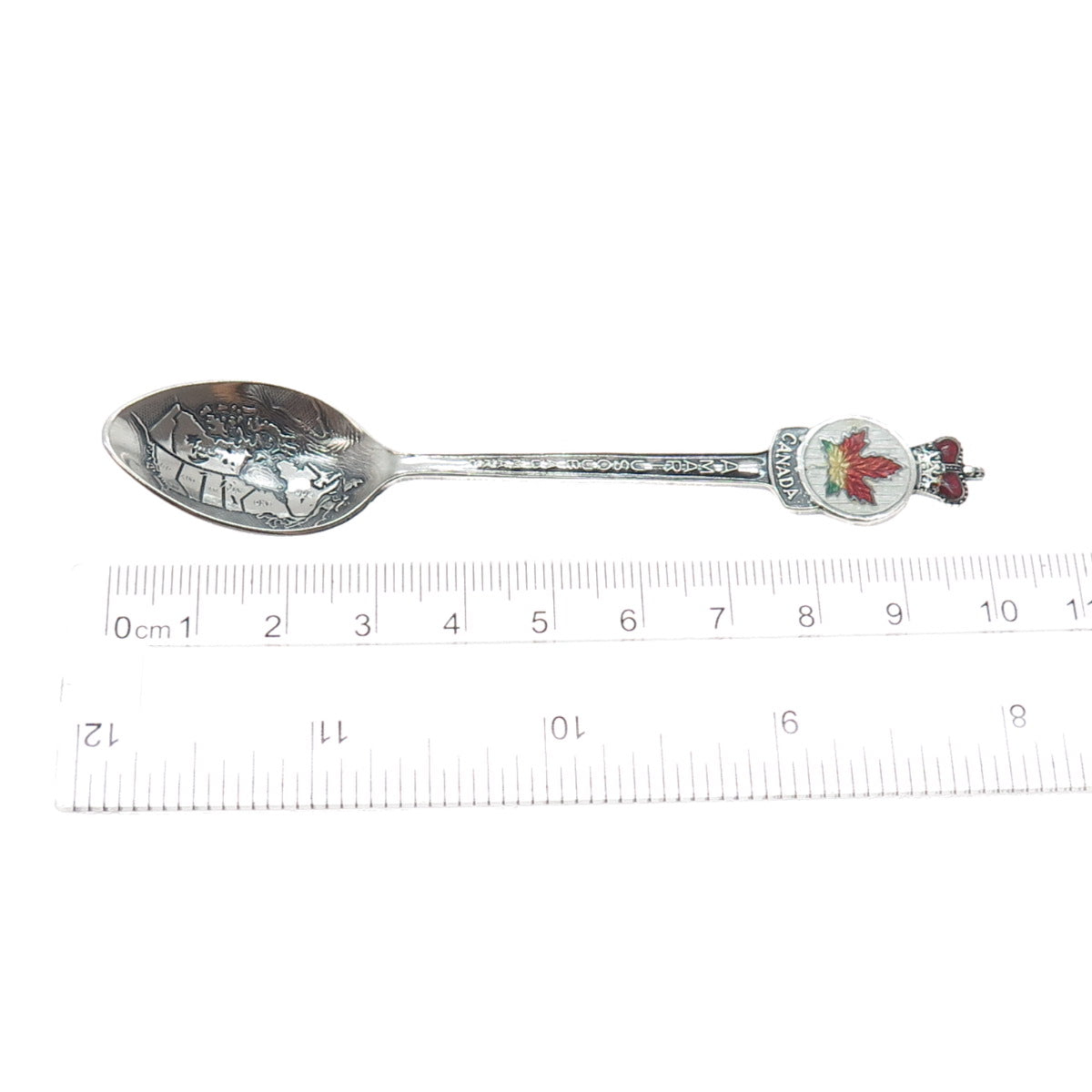BREADNER CO. 925 Sterling Antique Enamel Canada From Sea To Sea Coffee Spoon