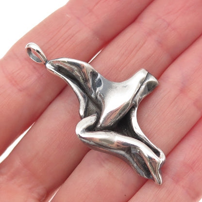 925 Sterling Silver Vintage Modernist Oxidized Charm Pendant