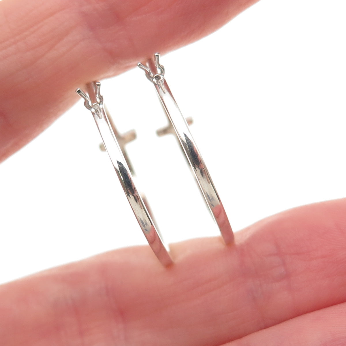 Sun 925 Sterling Silver 10K Gold Real Round-Cut Diamond Cross Hoop Earrings