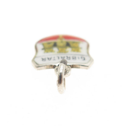 FRITZ REU & CO. 800 Silver Vintage Enamel Gibraltar Minimalist Charm Pendant