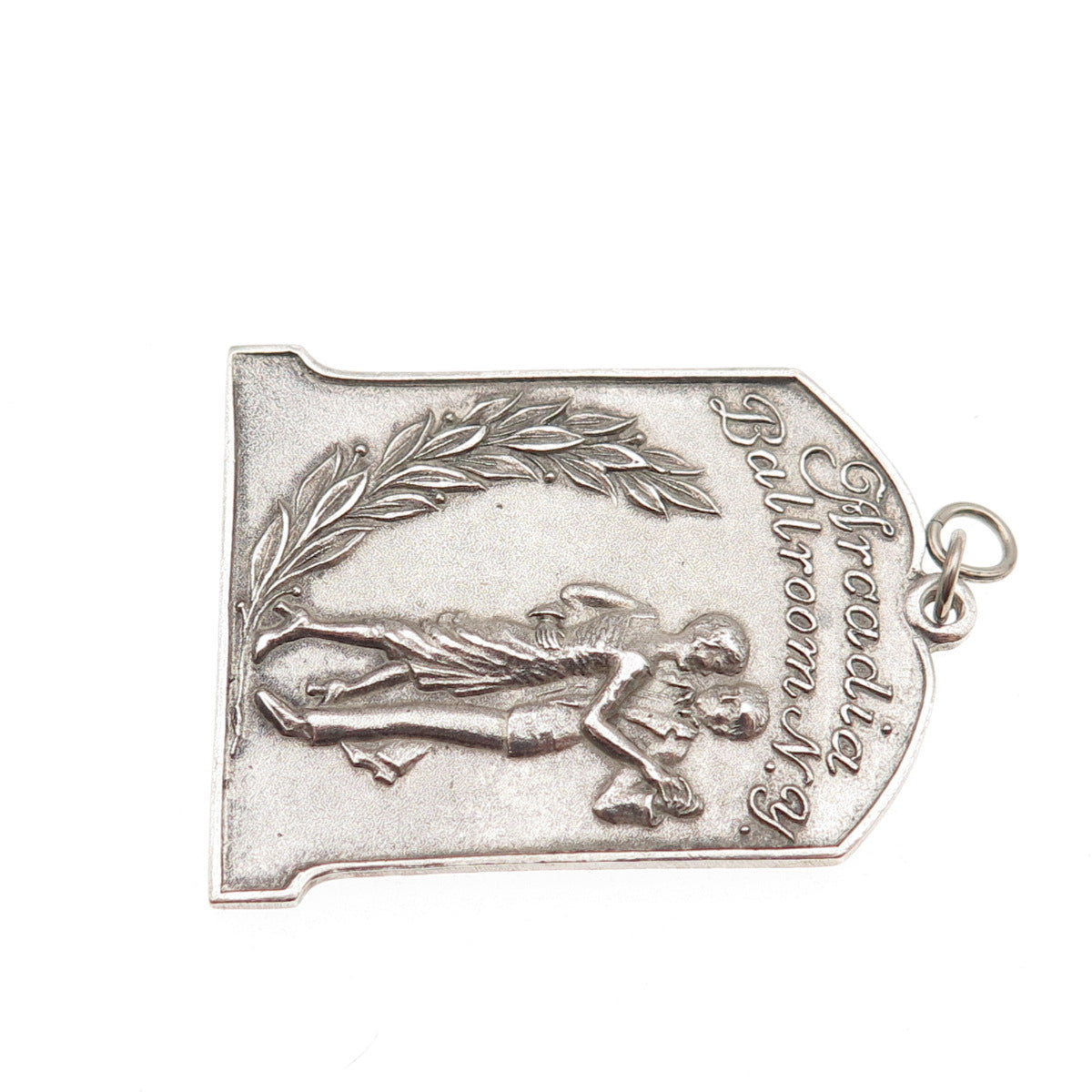 925 Sterling Silver Antique Art Deco Arcadia Ballroom NY Oxidized Charm Pendant