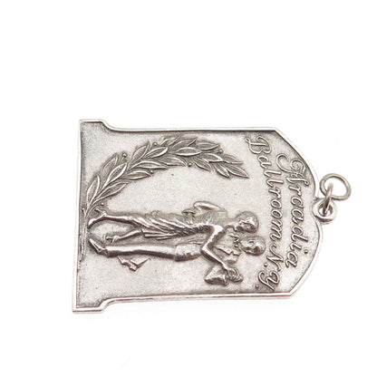 925 Sterling Silver Antique Art Deco Arcadia Ballroom NY Oxidized Charm Pendant