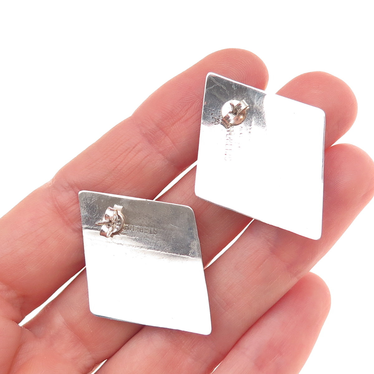 Old Pawn 925 Sterling Silver Vintage Southwestern Black Onyx Tribal Earrings