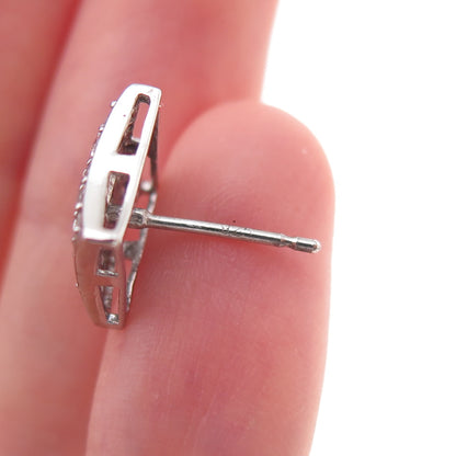 925 Sterling Silver Round-Cut C Z Stud Earrings