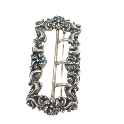 ROBERT PRINGLE & SONS Sterling Antique 1900 Birmingham Belt Buckle Pin Brooch