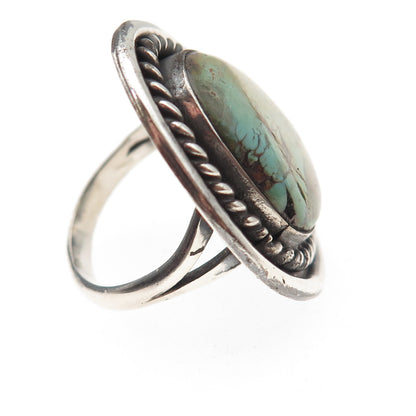 Old Pawn 925 Sterling Silver Vintage Southwestern Turquoise Tribal Ring Size 6.5