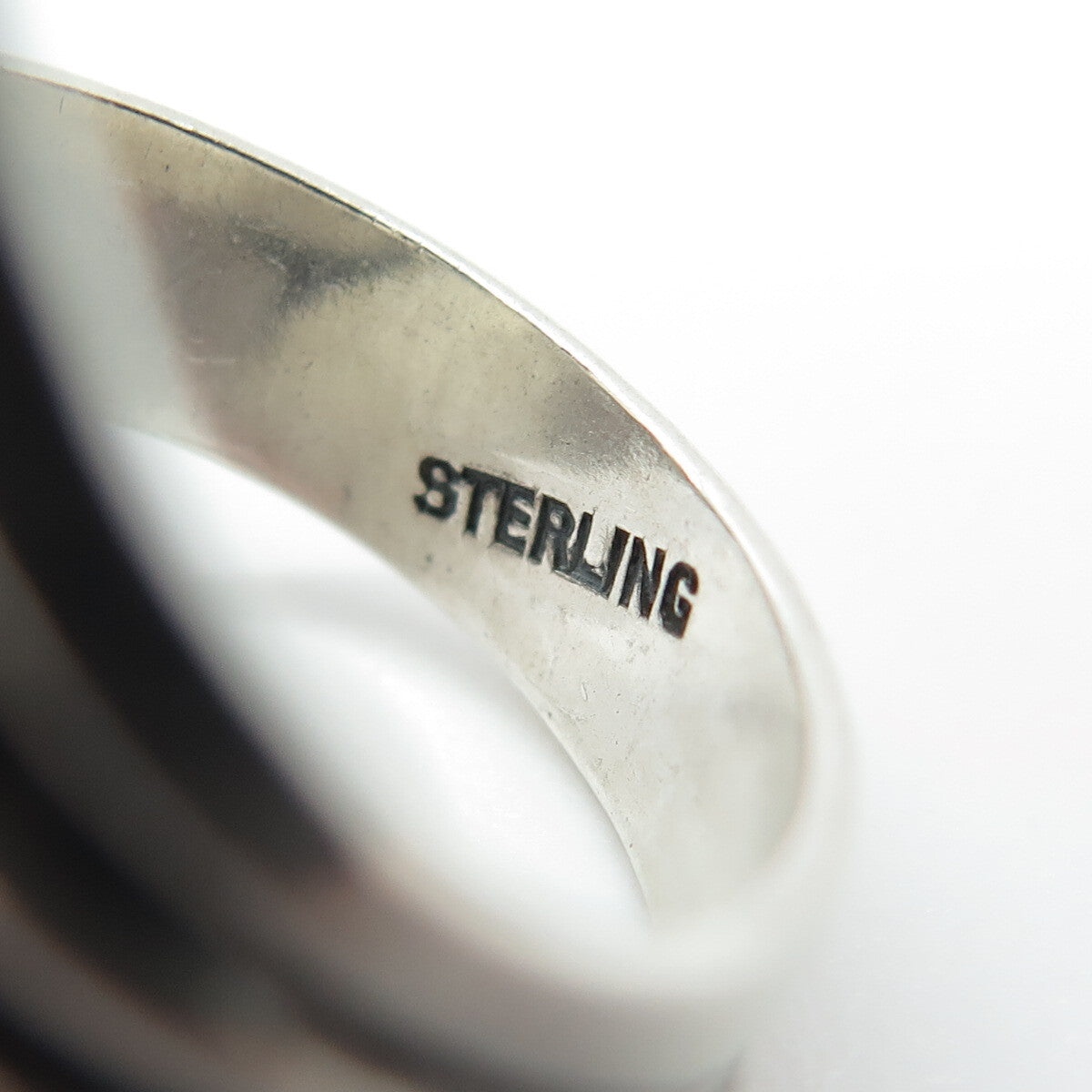 925 Sterling Silver Vintage Striped Overlap Ring Size 7.75