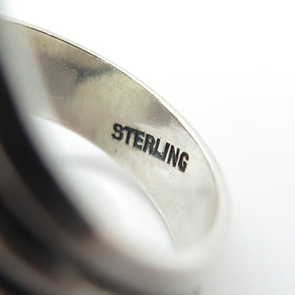 925 Sterling Silver Vintage Striped Overlap Ring Size 7.75