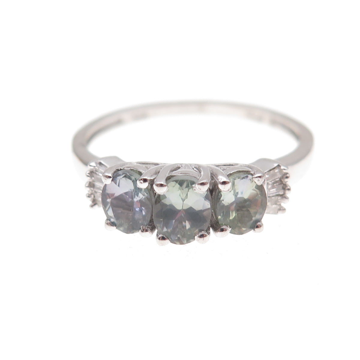 Chuck Clemency 925 Sterling Silver Real Diamond & Iolite Ring Size 8