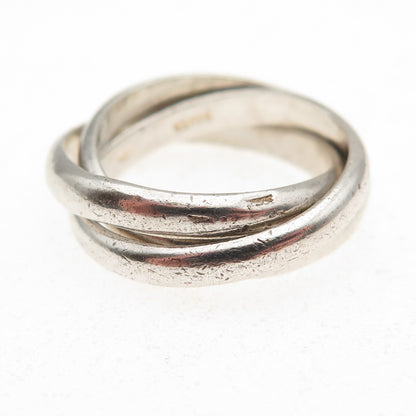 925 Sterling Silver Vintage Interlocked Trinity Oxidized Band Ring Size 5.5