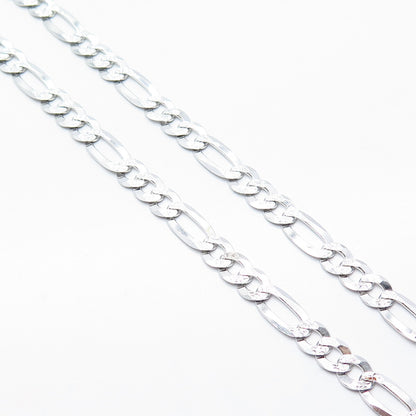 925 Sterling Silver Italy Figaro Chain Necklace 28"