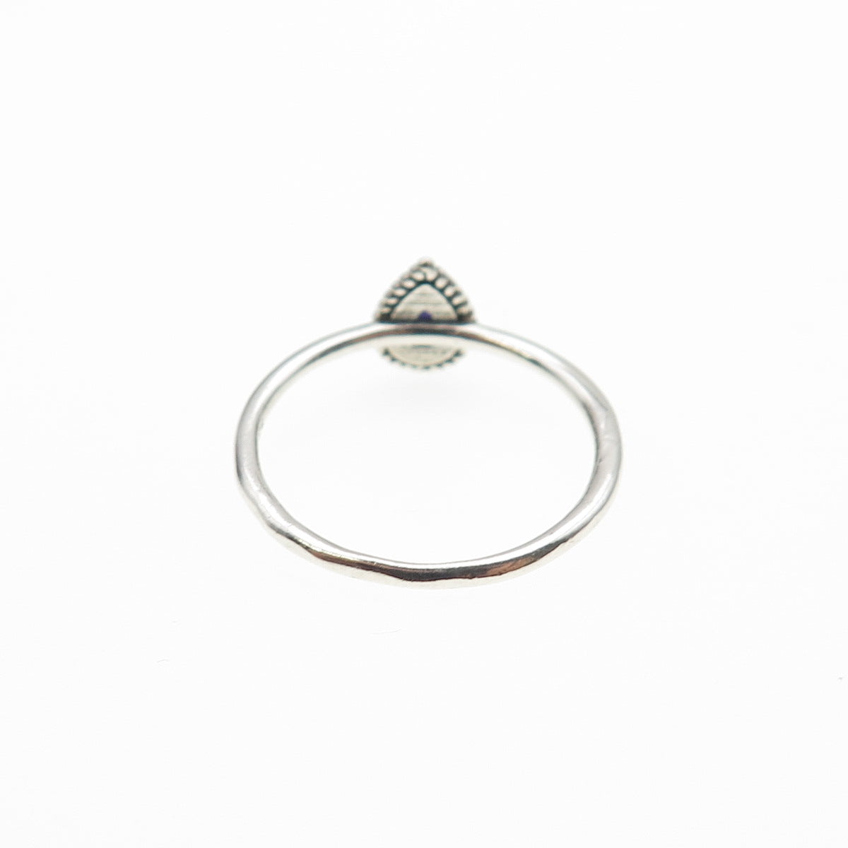 925 Sterling Silver Vintage Real Opal Teardrop Oxidized Ring Size 6