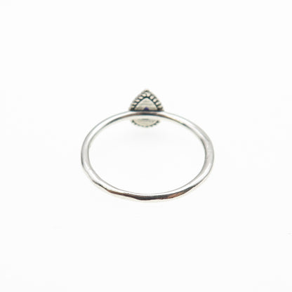 925 Sterling Silver Vintage Real Opal Teardrop Oxidized Ring Size 6