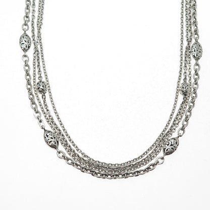 LOIS HILL Sterling Silver Vintage 4-Strand Station Multi-Chain Necklace 16-18"