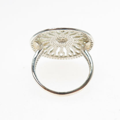 925 Sterling Silver Vintage Sun Symbol Modernist Ring Size 7.75