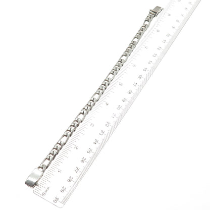 925 Sterling Silver Vintage Mexico Figaro Link Bracelet 8.5"