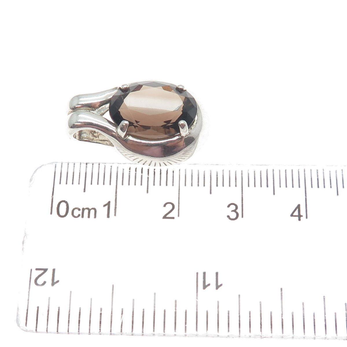 KABANA 925 Sterling Silver Vintage Real Smoky Quartz Minimalist Charm Pendant