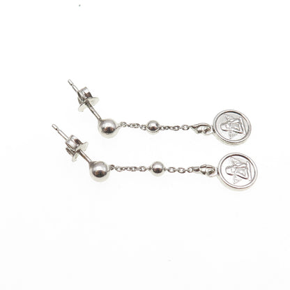 925 Sterling Silver Cherub Drop Chain Dangle Earrings