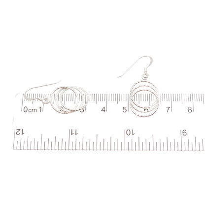 925 Sterling Silver Interlocked Circle Dangle Earrings