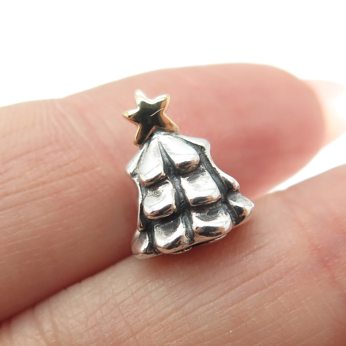 PANDORA Gold & 925 Sterling Silver Christmas Tree Bead Charm