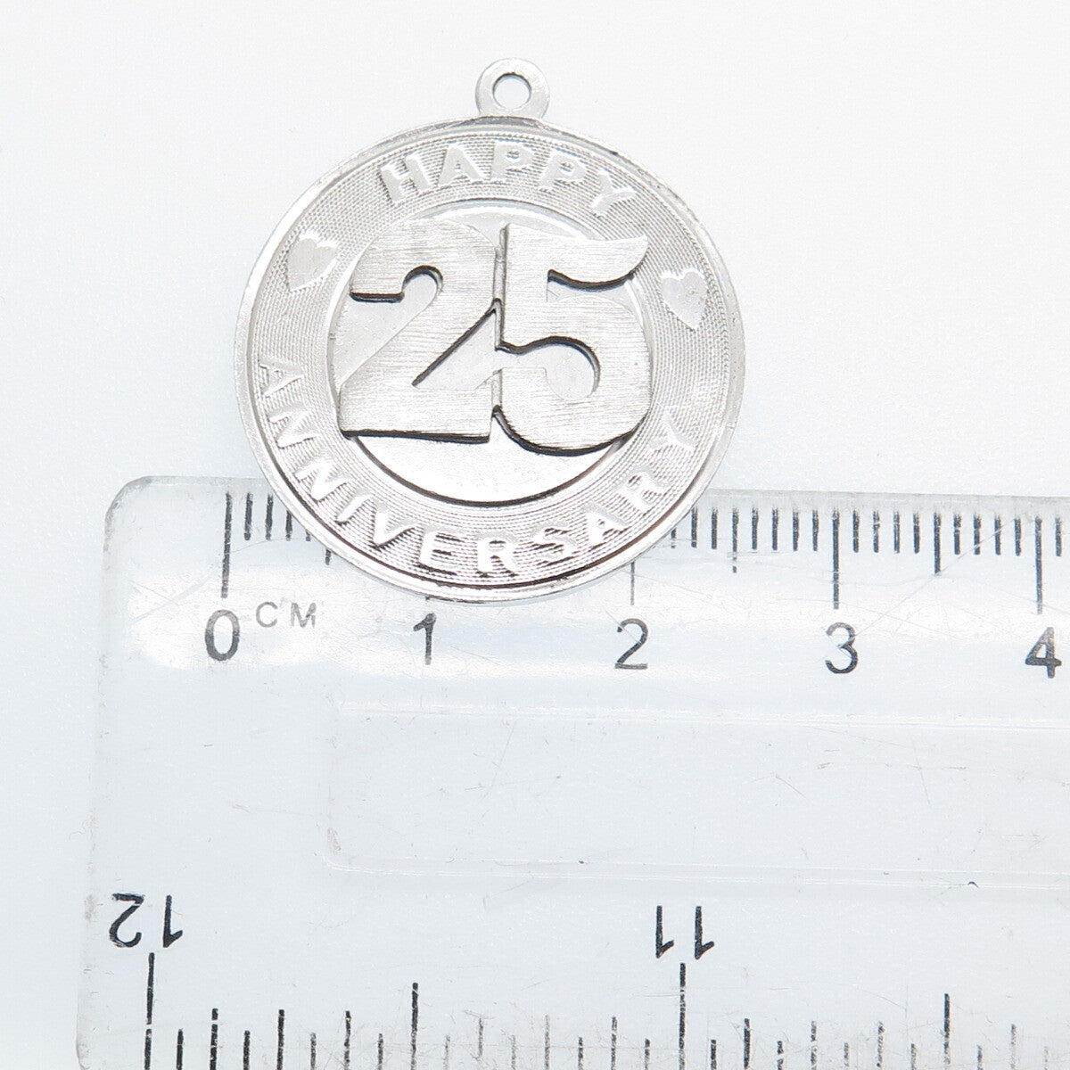 925 Sterling Silver Vintage M&M Happy 25th Anniversary Charm Pendant