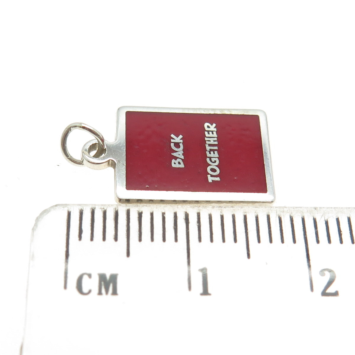 925 Sterling Silver Red Enamel "Back Together" Minimalist Charm Pendant