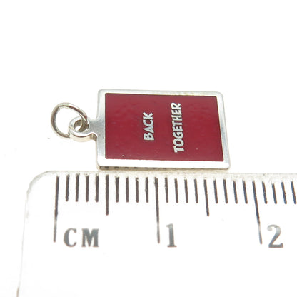 925 Sterling Silver Red Enamel "Back Together" Minimalist Charm Pendant