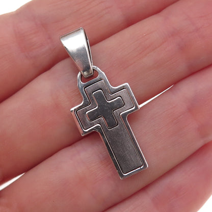 925 Sterling Silver Vintage Cross Oxidized Charm Pendant