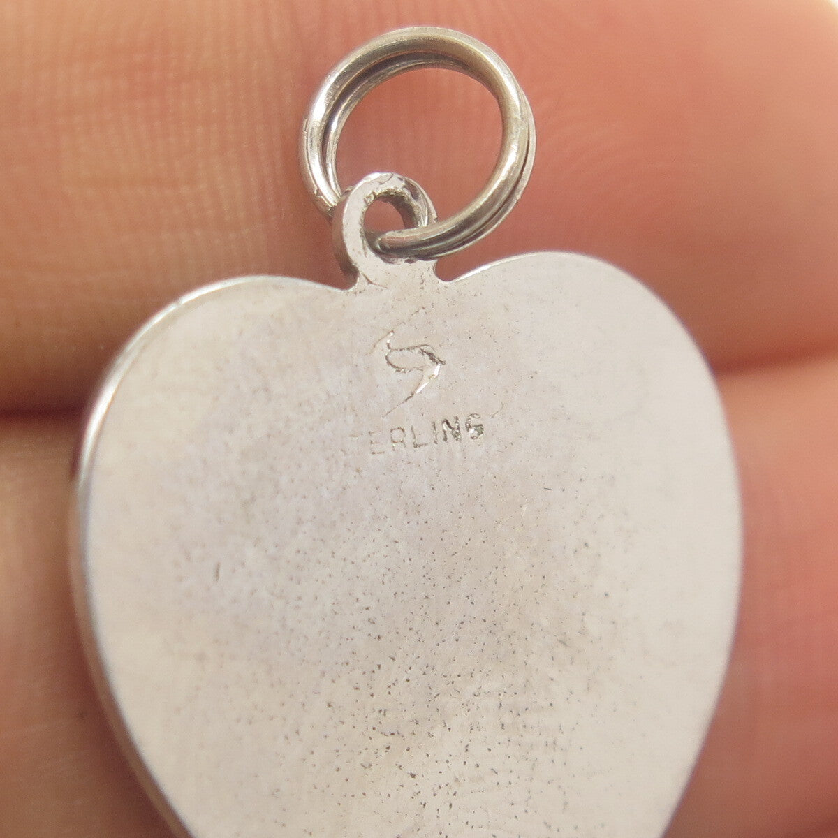 925 Sterling Silver Vintage Enamel Sweet 16 Heart Charm Pendant