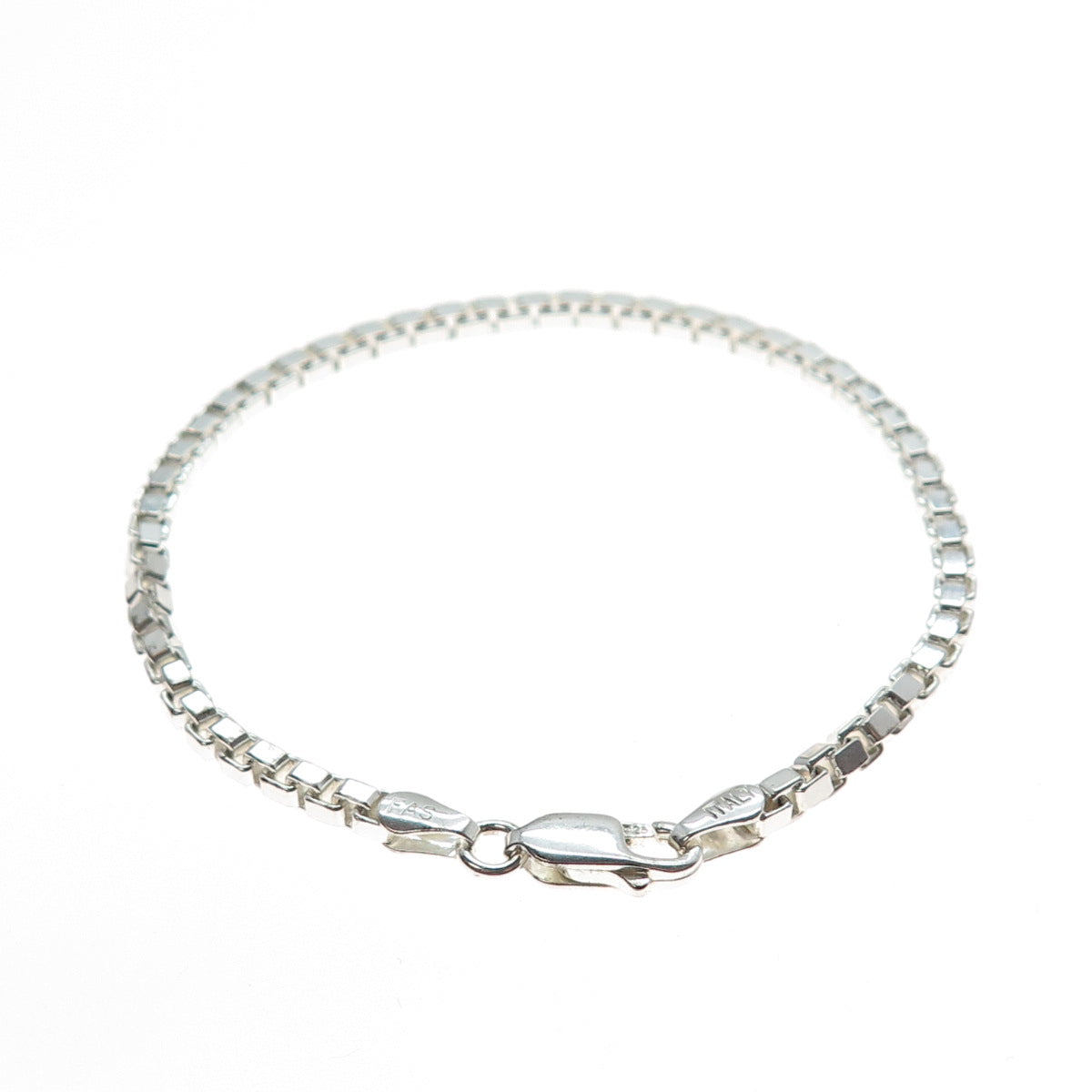 925 Sterling Silver Vintage Italy Box Link Bracelet 6.75"