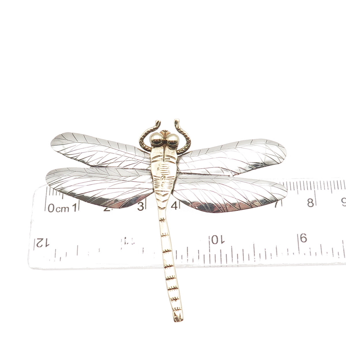 Courtney Peterson Sterling Silver 2-Tone Vintage Dragonfly Pin Brooch / Pendant