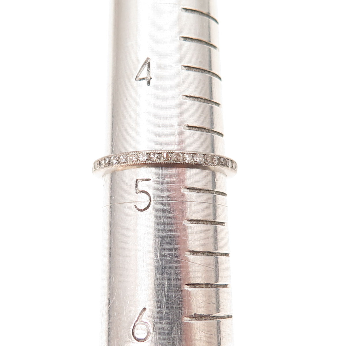 Platinum Antique Art Deco Real Diamond Stackable Eternity Band Ring Size 4.75