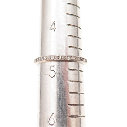 Platinum Antique Art Deco Real Diamond Stackable Eternity Band Ring Size 4.75