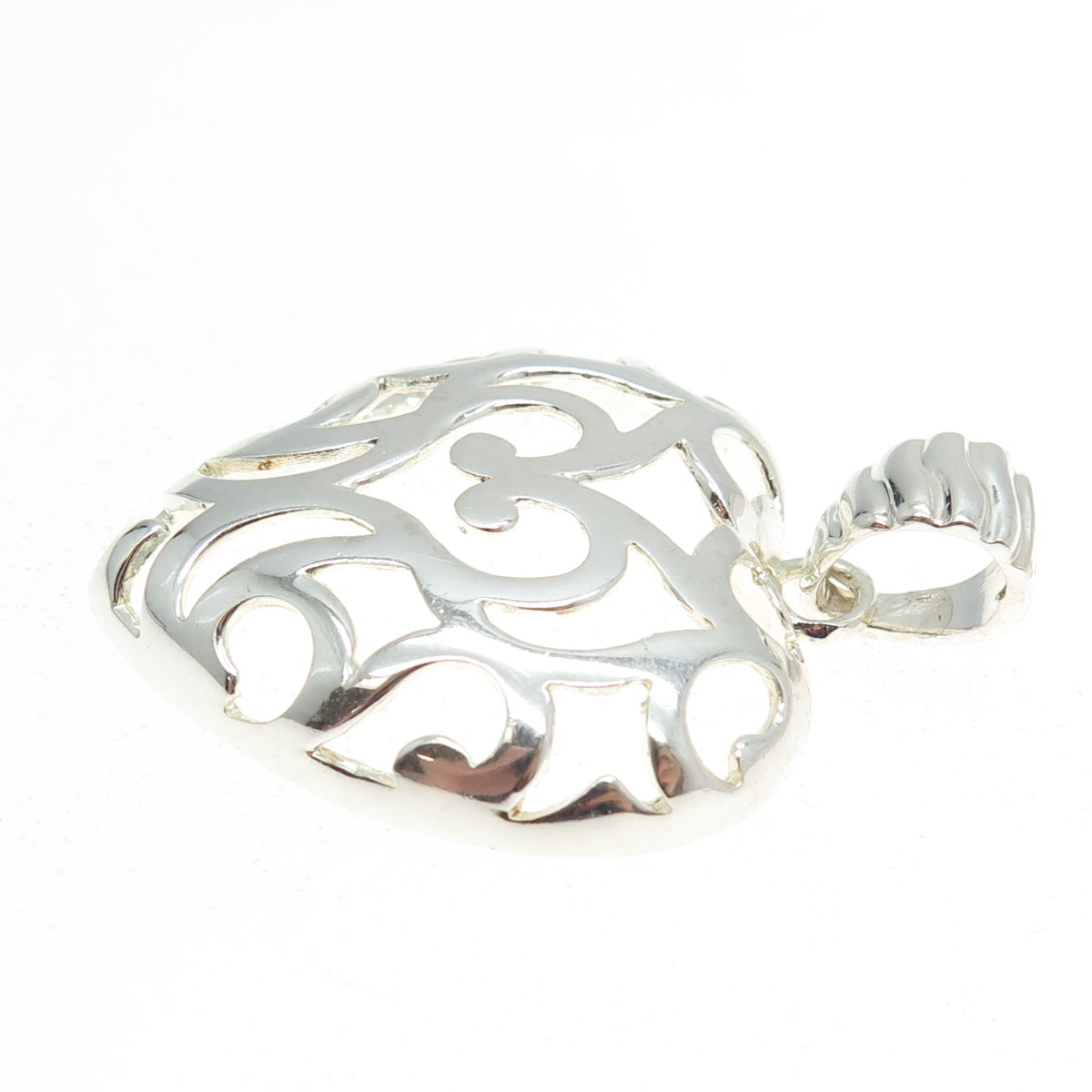 MILOR 925 Sterling Silver Vintage Italy Ornate Heart Pendant