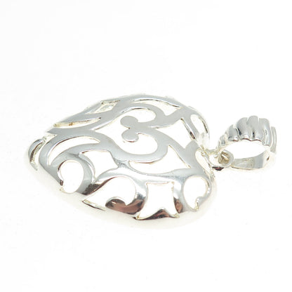 MILOR 925 Sterling Silver Vintage Italy Ornate Heart Pendant