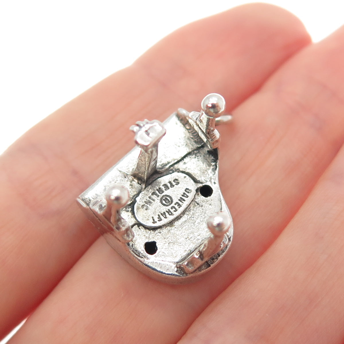DANECRAFT 925 Sterling Silver Vintage Grand Piano Minimalist 3D Charm Pendant