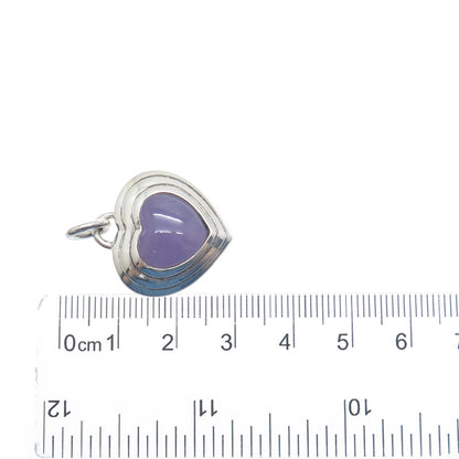 CNA PRANDA 925 Sterling Silver Vintage Real Lavender Jade Heart Charm Pendant