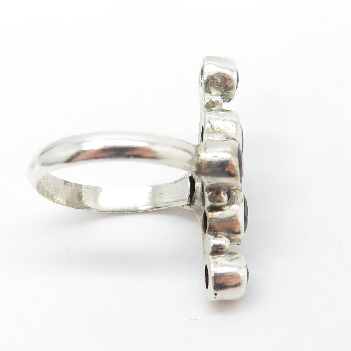925 Sterling Silver Vintage Real Smoky Quartz Cross Ring Size 7