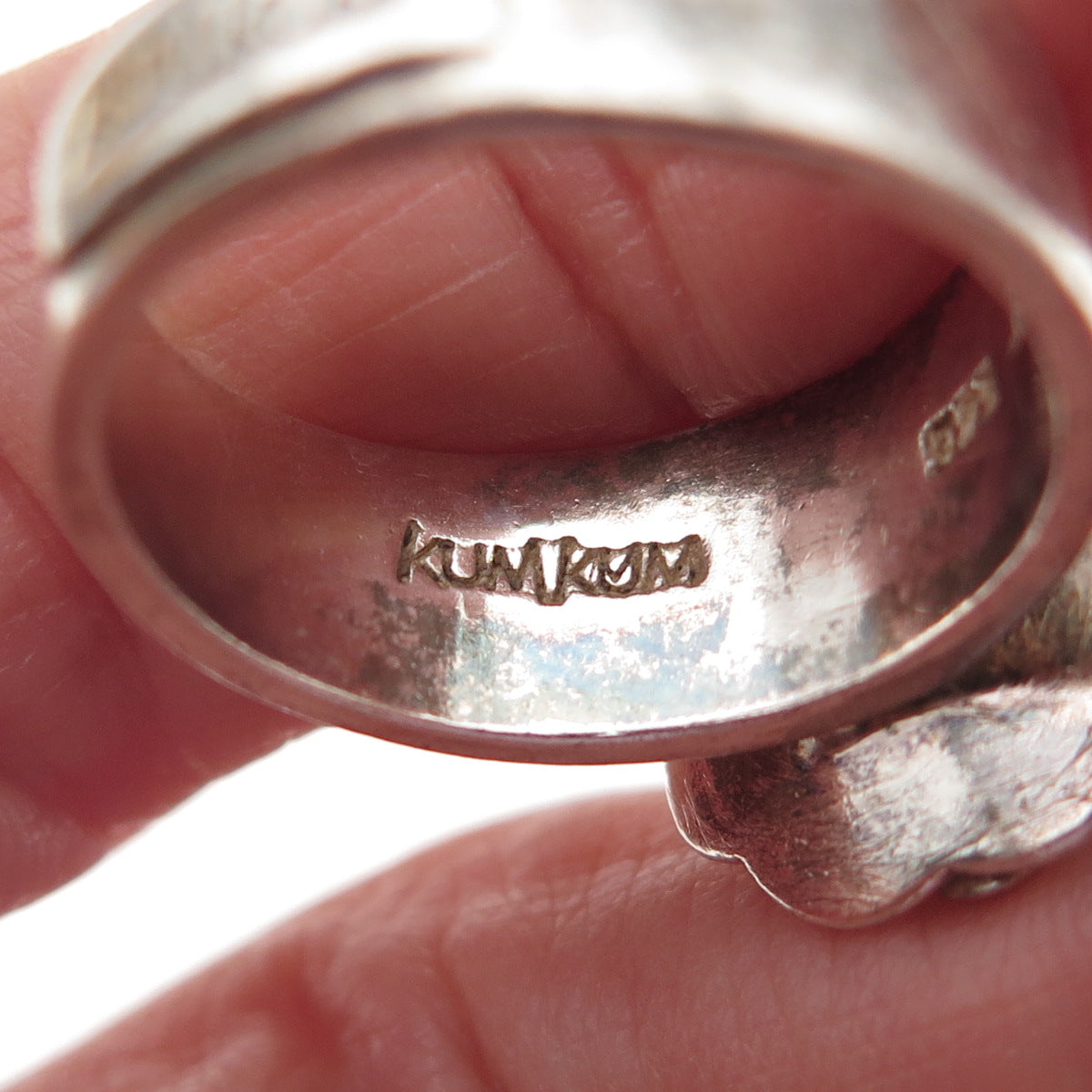 KumKum 925 Sterling Silver Vintage C Z Flower Oxidized Ring Size 7.5