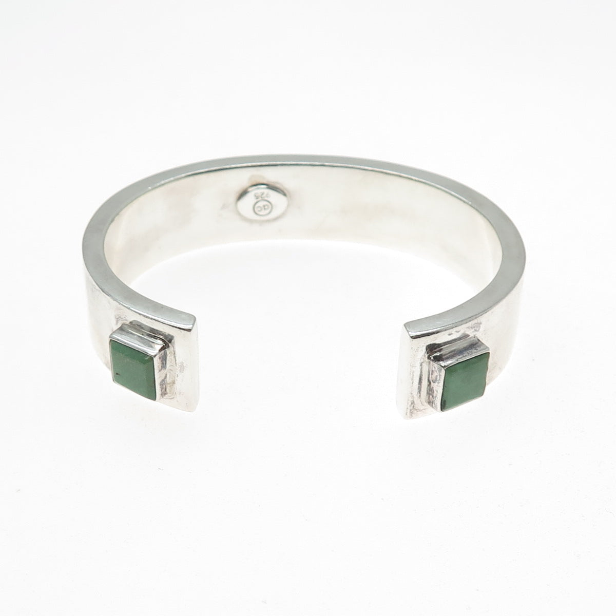 925 Sterling Vintage AC Mexico Real Turquoise Modernist Adjustable Bracelet 7"