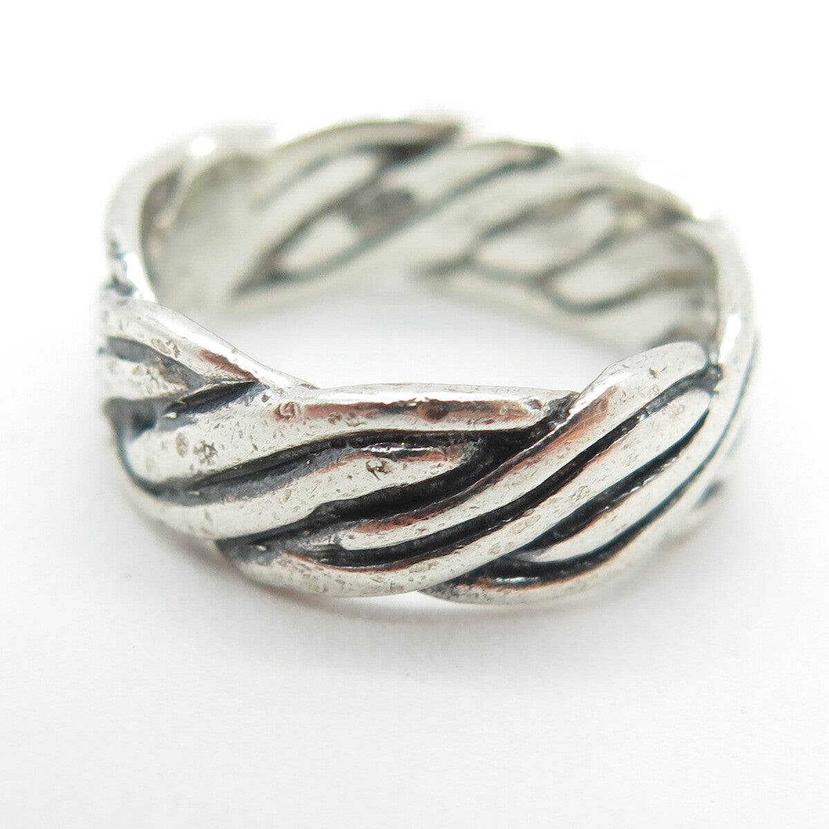 925 Sterling Silver Vintage Twisted Rope Band Ring Size 5.75