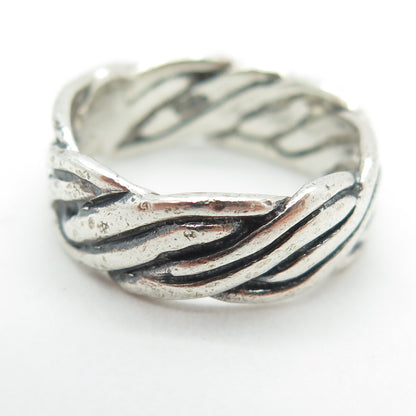 925 Sterling Silver Vintage Twisted Rope Band Ring Size 5.75