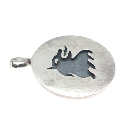VICTORIA CONY 925 Sterling Silver Vintage Mexico Leo Zodiac Oxidized Pendant
