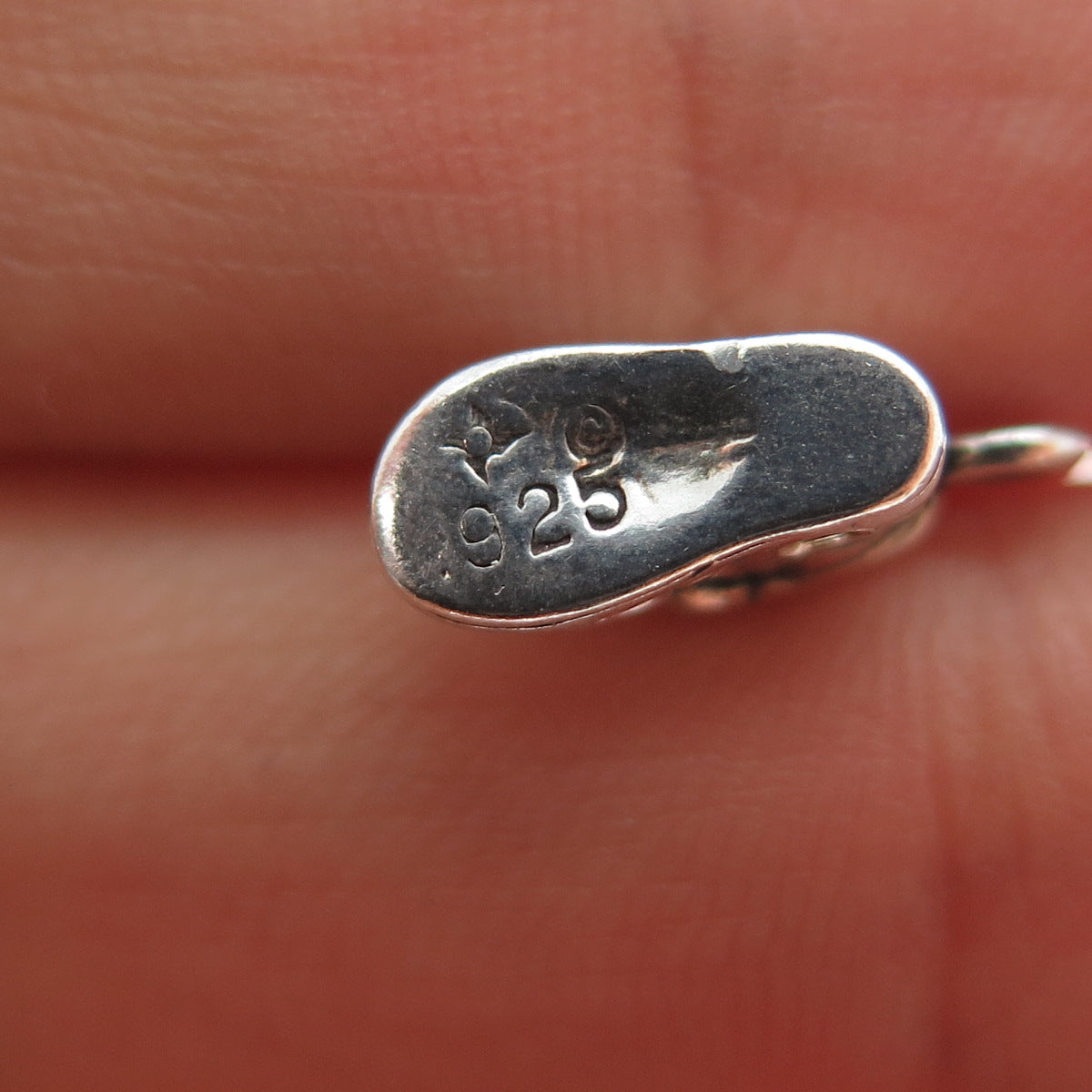 SUNWEST 925 Sterling Silver Vintage Real Diamond Shoe Minimalist 3D Pendant